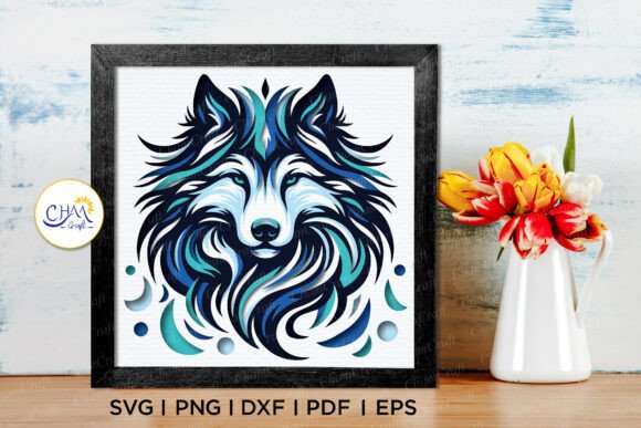 Download 3D Arctic Wolf Shadow Box SVG - Arctic wolf Collection