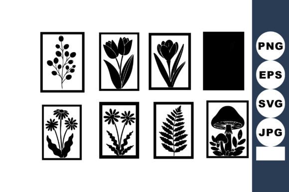 Download Black Silhouette Botanical Framed Art Se - Botanical Collection