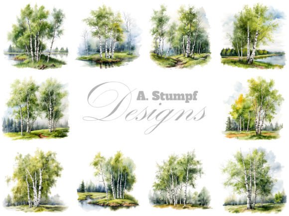 Download Birch Tree Watercolor Botanical Clipart - Botanical Collection