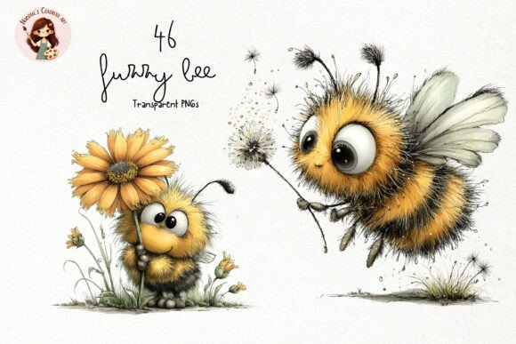 Download Whimsical Fuzzy Bee PNG Clipart Bundle - Png clipart bundle Collection