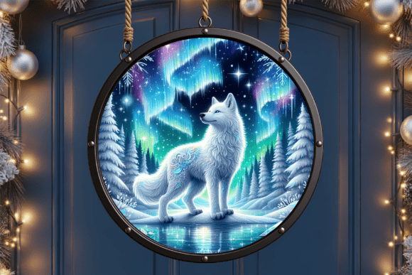Download Arctic Wolf Northern Lights Door Sign - Premium Resources