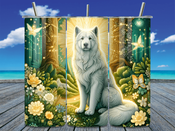 Download Arctic Wolf Floral Forest Tumbler Wrap - Premium Bundle