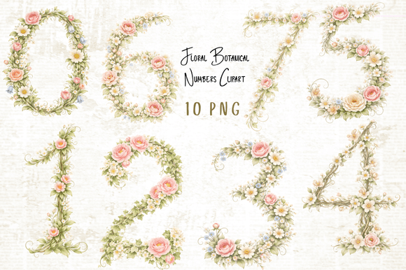 Download Floral Botanical Numbers Clipart - Botanical Collection