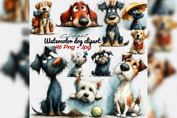 Download Watercolor Dog PNG Clipart Bundle Cute - Premium Resources