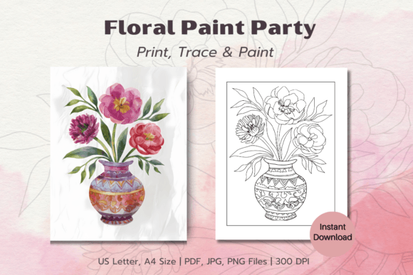 Download Spring Florals Paint Party Printable Pdf - Party printable Collection